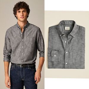 NWT J CREW Organic cotton chambray shirt in Black Chambray